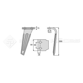 Dent de herse rotative - Rot. Droite  - Ref: SYRH114D