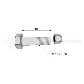 Boulon complet avec écrou autobloquant - Diam. : 18 - Pas : 150 - L : 100mm