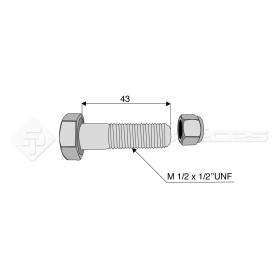 Boulon complet avec écrou autobloquant - Diam. : 1/2 - Pas : 20NF - L : 43mm