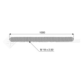 Tige filetée - Diam. : 18 - Pas : 250 - L : 1000mm - Ref: SY97518250