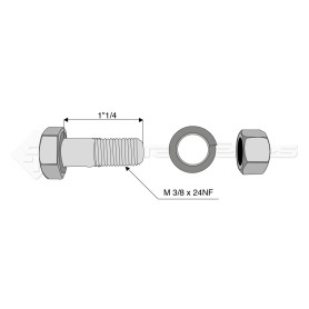 Boulon complet - Diam. : 3/8 - Pas : 24NF - L : 32mm - Vendu par x25 - Ref: SY33853/832