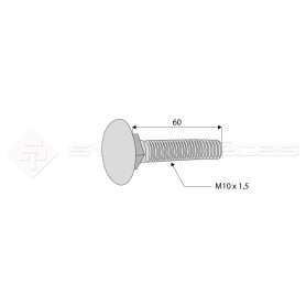 Vis tête bombée collet carré - Diam. : 10 - Pas : 150 - L : 60mm - Vendu par x25 - Ref: SY60310060