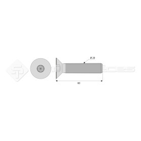 Vis tête fraisée 6 pans creux - Diam. : 20 - Pas : 250 - L : 60mm - Ref: SY799120060