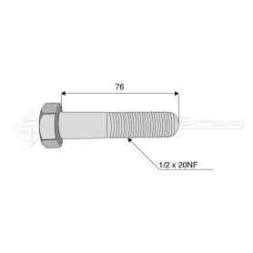 Vis - Diam. : 1/2 - Pas : 20NF - L : 76mm - Ref: SY18211/2076F