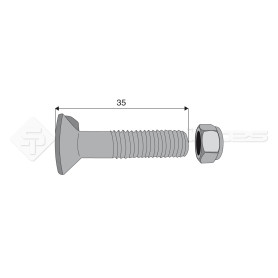 Boulon tête fraisée 1 ergot - Diam. : 10 - Pas : 150 - L : 35mm - Vendu par x25 - Ref: SY60410035