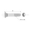 Boulon tête fraisée collet carré - Diam. : 11 - Pas : 150 - L : 40mm - Vendu par x25 - Ref: SY60811040