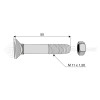 Boulon tête fraisée collet carré - Diam. : 11 - Pas : 150 - L : 55mm - Vendu par x25 - Ref: SY60811055