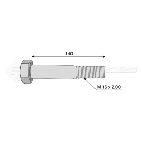 Vis - Diam. : 16 - Pas : 200 - L : 140mm