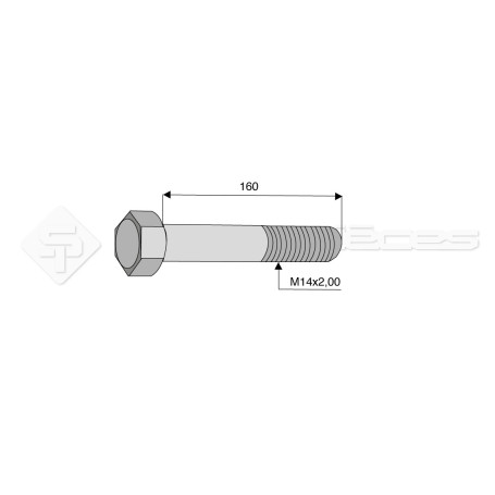 Vis - Diam. : 14 - Pas : 200 - L : 160mm