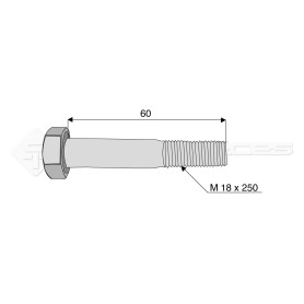 Vis - Diam. : 18 - Pas : 250 - L : 60mm