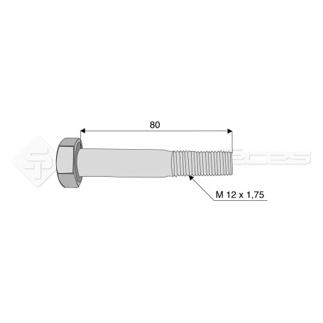 Vis - Diam. : 12 - Pas : 175 - L : 80mm