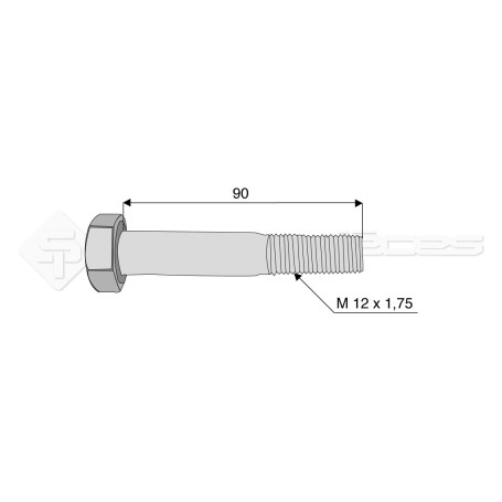 Vis - Diam. : 12 - Pas : 175 - L : 90mm