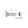 Boulon tête fraisée collet carré - Diam. : 7/16 - Pas : 20NF - L : 40mm - Vendu par x25 - Ref: SY60067/16040