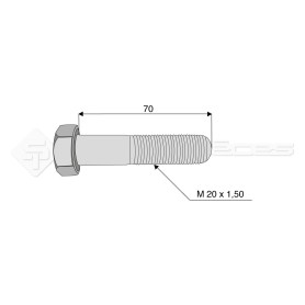 Vis - Diam. : 20 - Pas : 150 - L : 70mm - Vendu par x25 - Ref: SY960200701