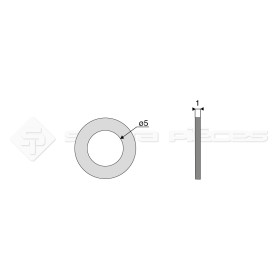 Rondelle plate - Diam. : 5 - Pas :  - L : 1mm - Vendu par x500