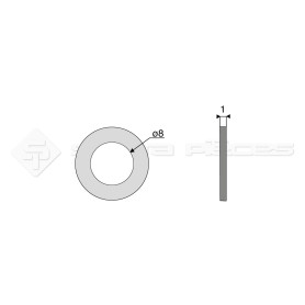 Rondelle plate - Diam. : 8 - Pas :  - L : 1mm - Vendu par x500 - Ref: SY12508