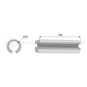 Goupille élastique - Diam. : 12 - Pas :  - L : 100mm - Ref: SY148112100