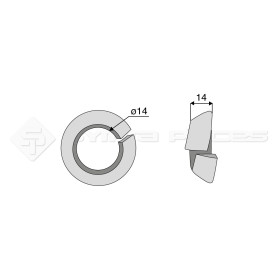 Rondelle grower type lime - Diam. : 14 - Pas :  - L : 14mm - Vendu par x50