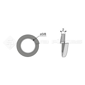 Rondelle grower - Diam. : 3/8 - Pas :  - L : 2mm - Vendu par x25 - Ref: SY1273/8