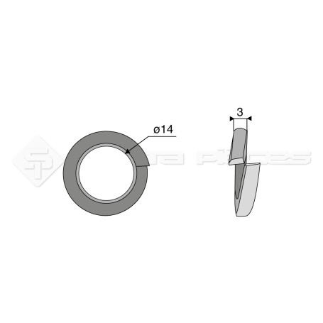 Rondelle grower - Diam. : 14 - Pas :  - L : 3mm 00