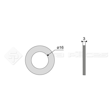 Rondelle plate - Diam. : 16 - Pas :  - L : 3mm 00