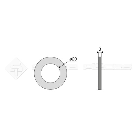 Rondelle plate - Diam. : 20 - Pas :  - L : 3mm 00