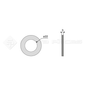 Rondelle plate - Diam. : 22 - Pas :  - L : 3mm - Vendu par x50 - Ref: SY12522