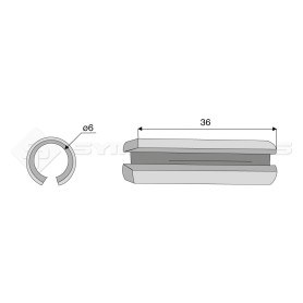 Goupille élastique - Diam. : 6 - Pas :  - L : 36mm