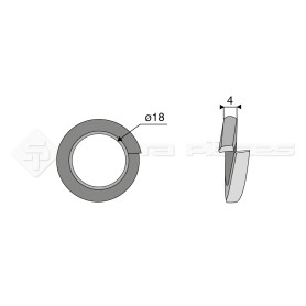 Rondelle grower - Diam. : 18 - Pas :  - L : 4mm - Vendu par x50 - Ref: SY12718