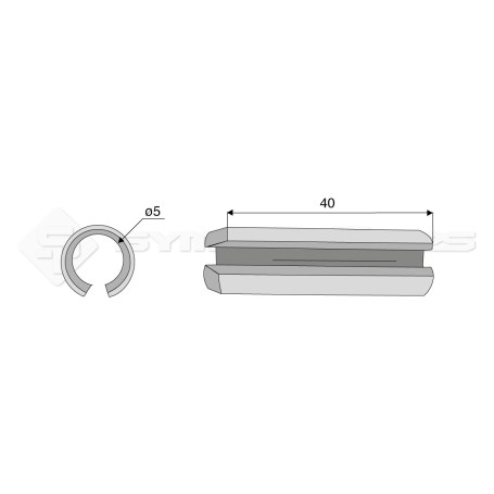 Goupille élastique - Diam. : 5 - Pas :  - L : 40mm