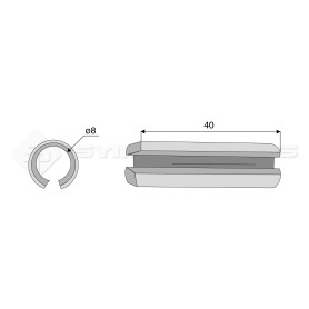 Goupille élastique - Diam. : 8 - Pas :  - L : 40mm