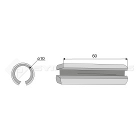 Goupille élastique - Diam. : 10 - Pas :  - L : 60mm - Ref: SY148110060