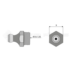 Graisseurs à tête sphérique droit - Filetage D : M8 x 1.25