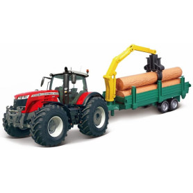 Massey Ferguson 8700 avec remorque à bois