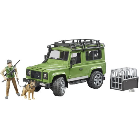 Break Land Rover Defender avec forestier et chien