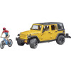 Jeep Wrangler rubicon unlimited avec 1 VTT et cycliste