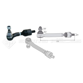 Tirant complet - Base cône: 19.9 - Haut cône: 22.3 - Long. Rotule: 215  - Réf : DA23895 - Ref: ROT60157