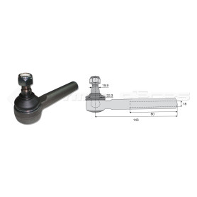 Tirant pour joint axial -- Base cône: 19.9 - Haut cône: 22.3 - Long. Rotule: 143  - Ref. 70105