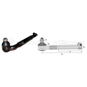 Tirant pour joint axial - Base cône: 24 - Haut cône: 26 - Long. Rotule: 390  - Réf : DA23909 - Ref: ROT90122