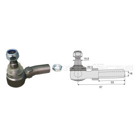 Tirant pour joint axial -- Base cône: 19.9 - Haut cône: 22.3 - Long. Rotule: 97  - Ref. 80358