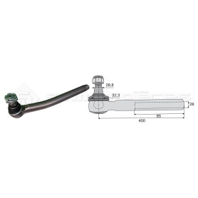 Tirant pour joint axial - Base cône: 28.8 - Haut cône: 32.3 - Long. Rotule: 400  - Réf : DA23919 - Ref: ROT90183