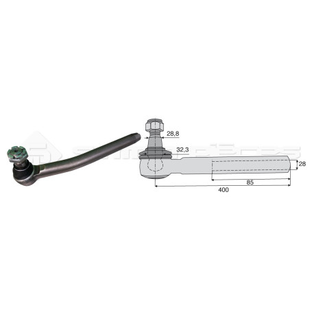 Tirant pour joint axial -- Base cône: 28.8 - Haut cône: 32.3 - Long. Rotule: 400  - Ref. 90183