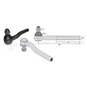 Tirant pour joint axial - Base cône: 27.1 - Haut cône: 30.3 - Long. Rotule: 360  - Réf : DA23922 - Ref: ROT70245