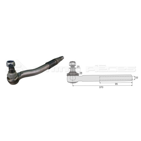 Tirant pour joint axial -- Base cône: 25 - Haut cône: 28 - Long. Rotule: 370  - Ref. 80138