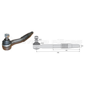 Tirant pour joint axial -- Base cône: 23.5 - Haut cône: 25.5 - Long. Rotule: 436  - Ref. 80390