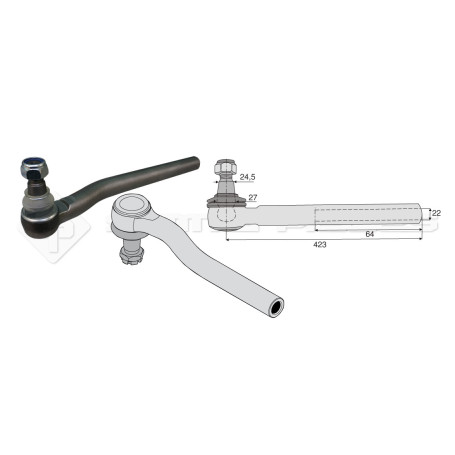 Tirant pour joint axial -- Base cône: 24.5 - Haut cône: 27 - Long. Rotule: 423  - Ref. 80139