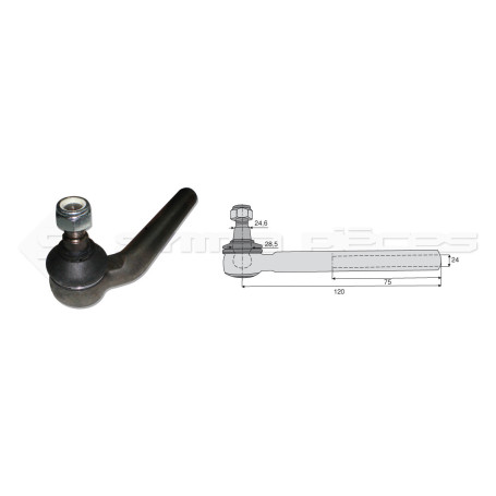 Tirant pour joint axial -- Base cône: 24.6 - Haut cône: 28.5 - Long. Rotule: 120  - Ref. 90130