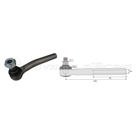 Tirant pour joint axial -- Base cône: 27.1 - Haut cône: 30.3 - Long. Rotule: 335  - Ref. 70712