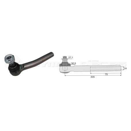 Tirant pour joint axial -- Base cône: 27.1 - Haut cône: 30.3 - Long. Rotule: 335  - Ref. 70711