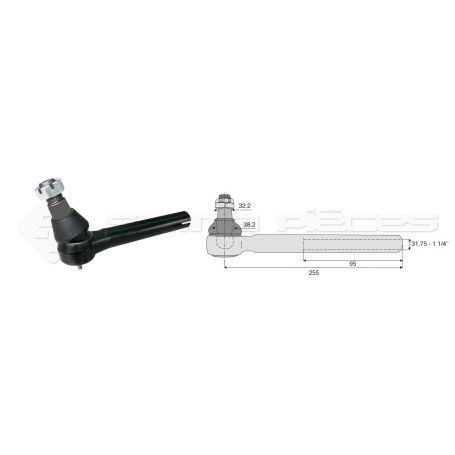 Tirant pour joint axial -- Base cône: 32.2 - Haut cône: 38.2 - Long. Rotule: 255  - Ref. 80179